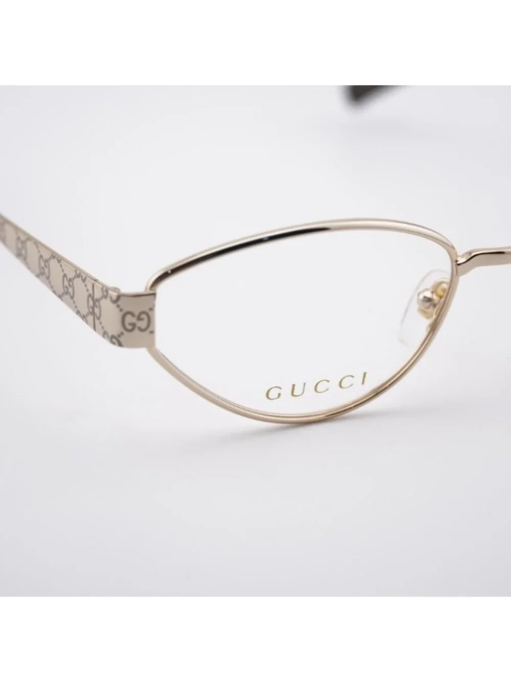 Gucci GG1853O 001 Eyeglasses Gold with GG Pattern 54mm Cat Eye Frame